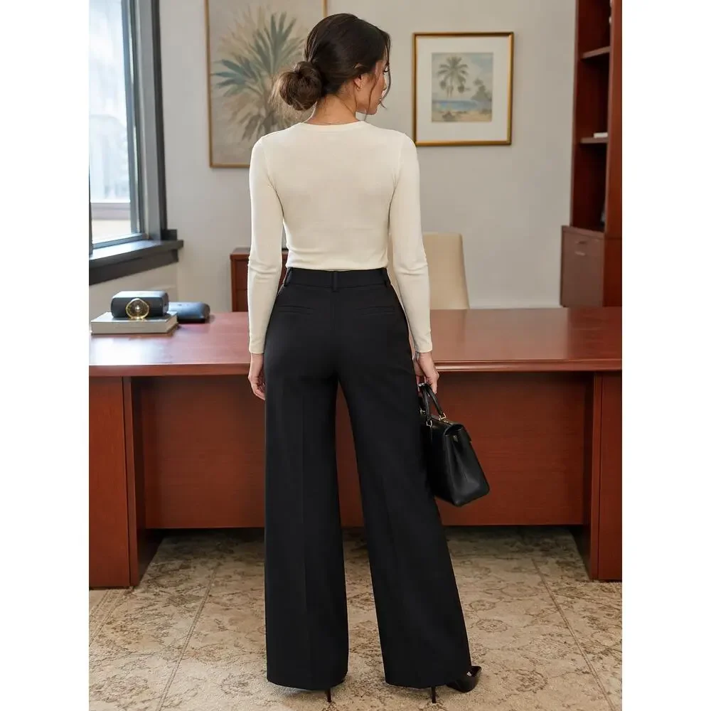 Quiet Luxury Tory Burch Black Wide Leg Tailored Trousers Pants Business Chic 6